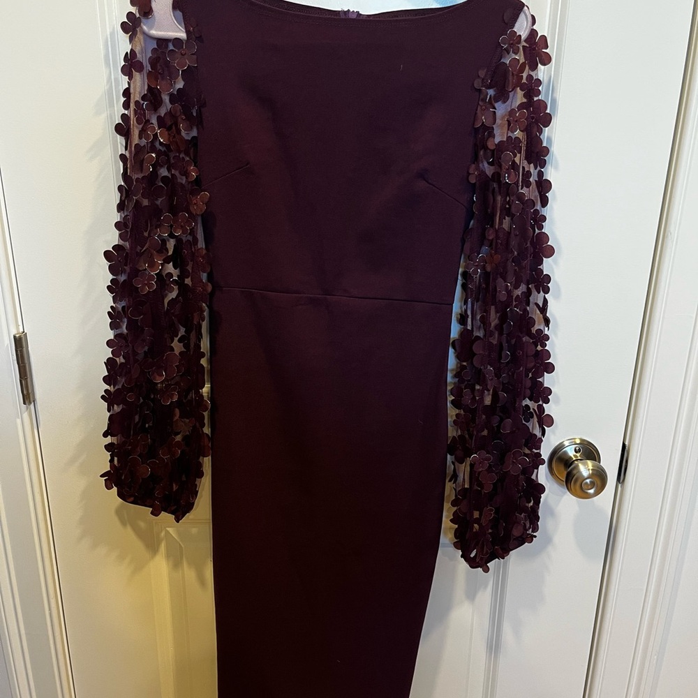 SHEIN Deep Purple Dress with Floral Accents